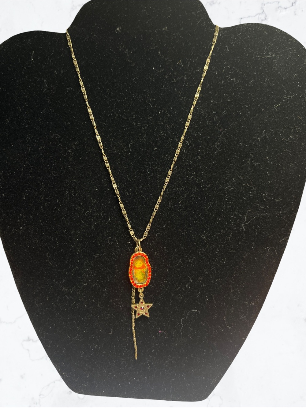 Vintage pilgrim danish design russian Babushka Nesting Doll necklace
